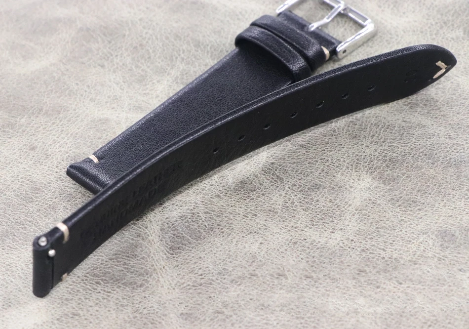 

Handmade soft thin watch strap 18mm 19mm 20mm 21mm 22mm high quality Black Leather calfskin strap quick release strap bracelet