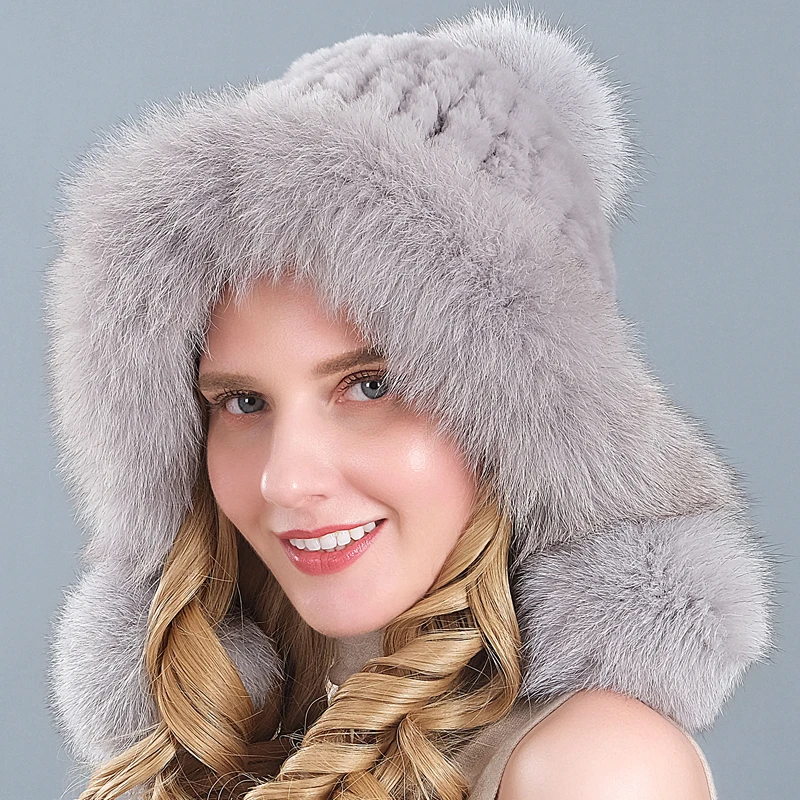 Новинка роскошные вязаные шапки из натурального Лисьего меха женские облегающие