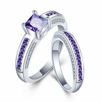 luxury 925 silver jewelry ring set with amethyst zircon gemstones finger rings accessories for women wedding promise party gift
