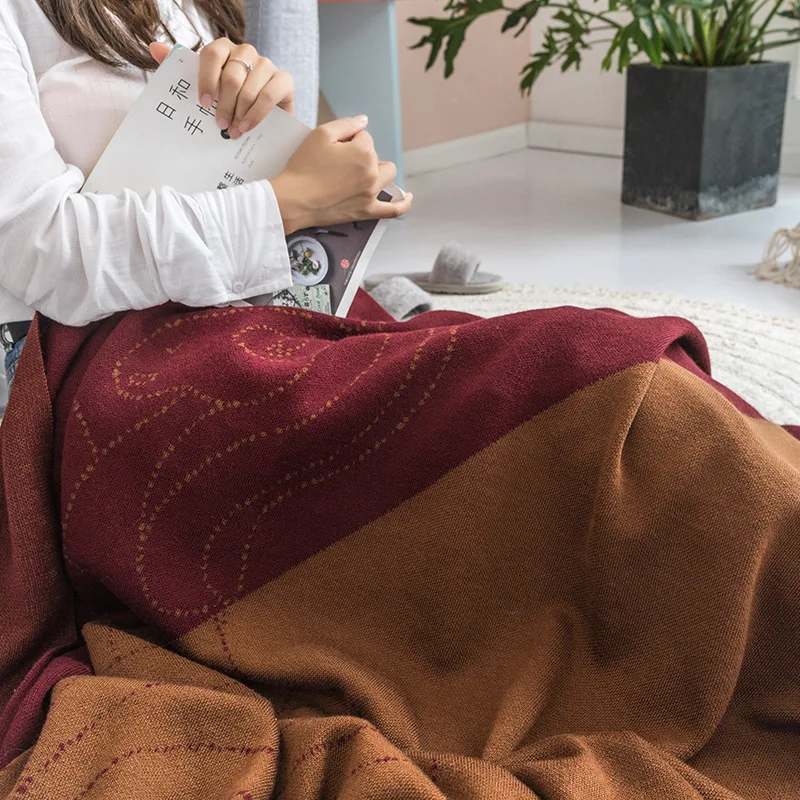 Чистый цвет скандинавский плед-одеяло Aggcual шерстяное Смешанное вязаное