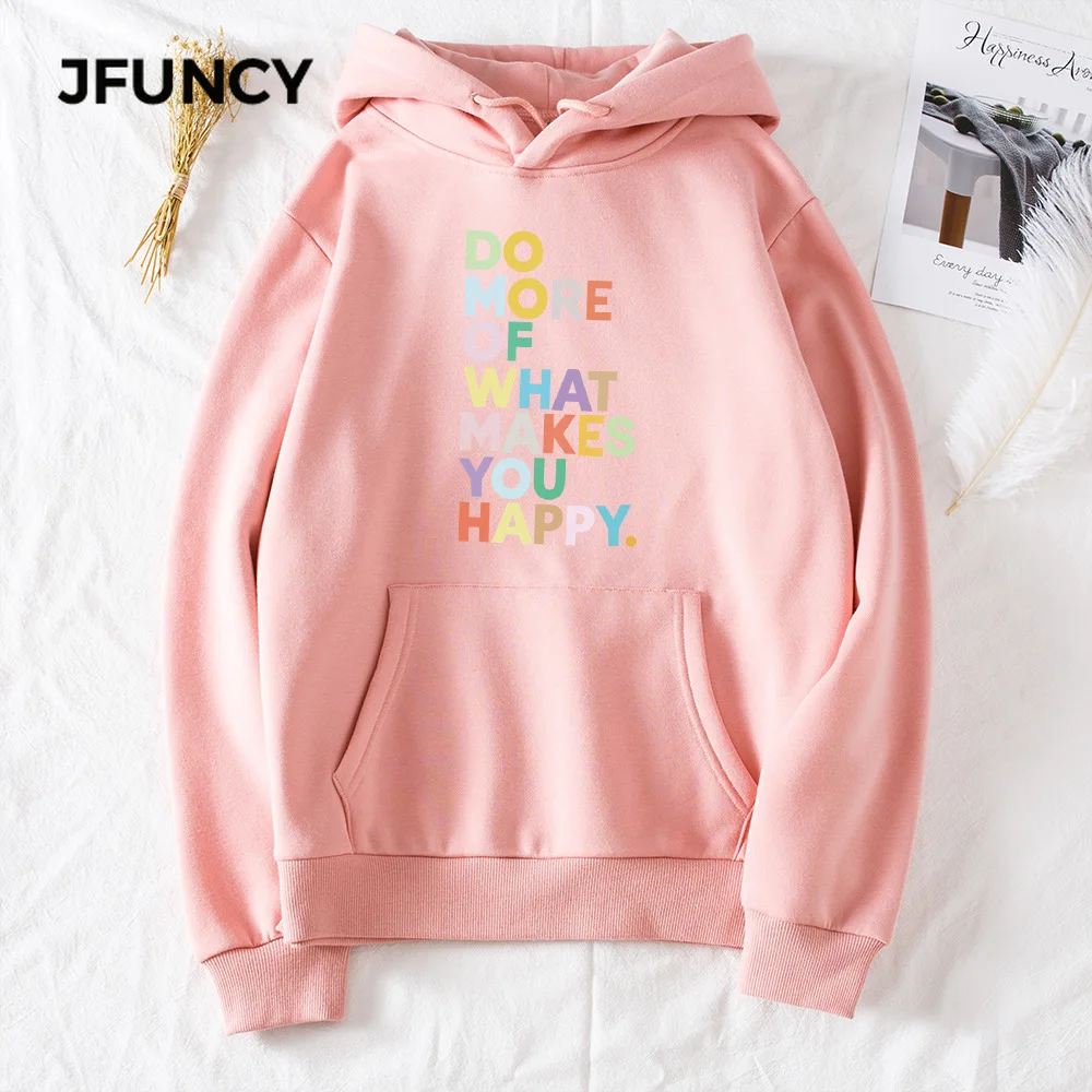 

JFUNCY Autumn Winter Women Thick Pullovers Casual Loose Coats Woman Long Sleeve Hooded Sweatshirt Printed Fleece Sportswear