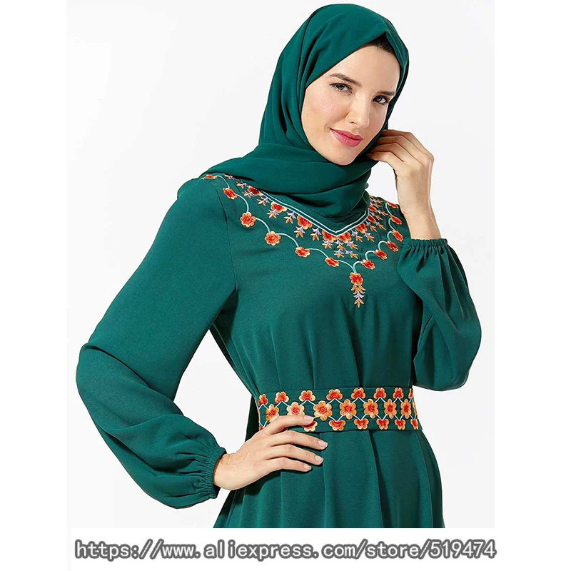 

Floral Abaya Kaftan Dubai Turkish Hijab Muslim Dress Caftan Dresses Islamic Clothing For Women Robe Islam Omani Elbise Kleding