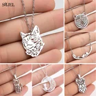 Bijoux оригами Moon Cat ожерелье из нержавеющей стали винтажное корейское ожерелье с животными для женщин эффектное ювелирное изделие подарок для девушки