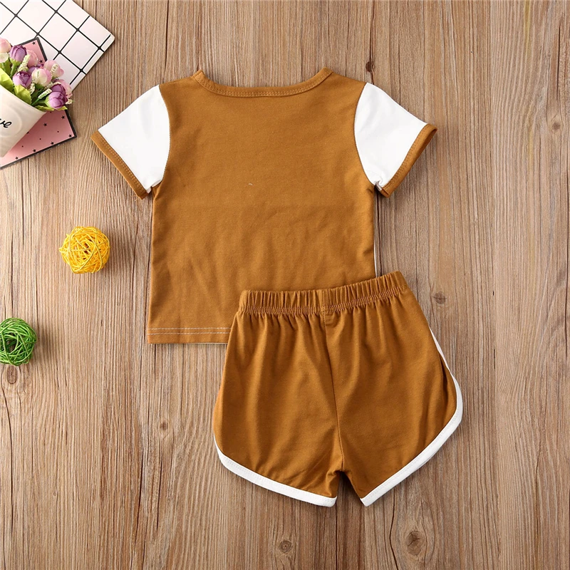 Модный трендовый Детский костюм из двух предметов пуловер с коротким рукавом и