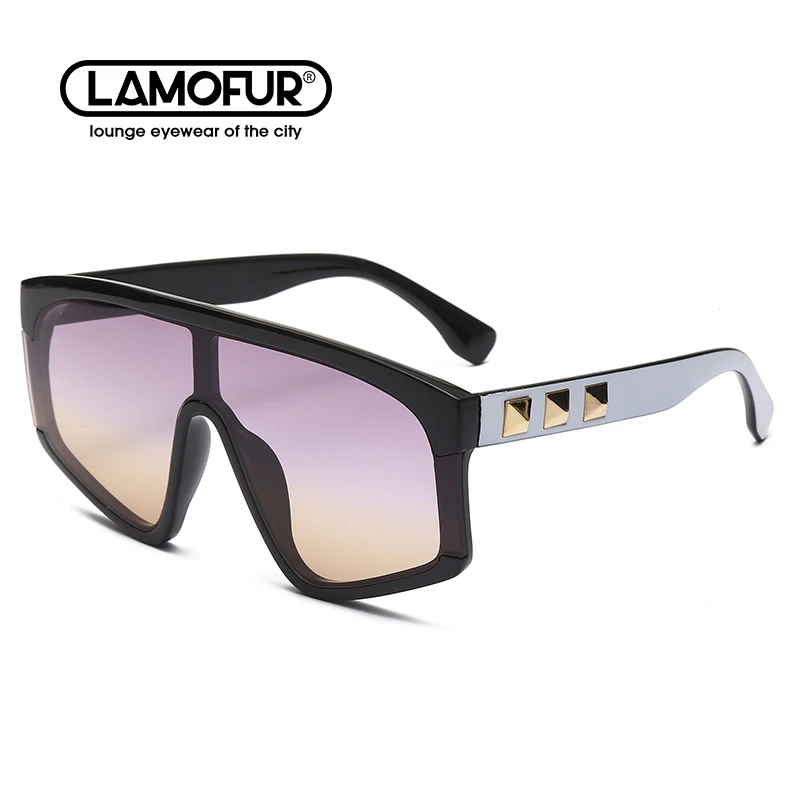 

2021 New European And American Fashion Windproof Sunglasses Conjoined Personality Big Frame Men And Women Joker Glasses 8061