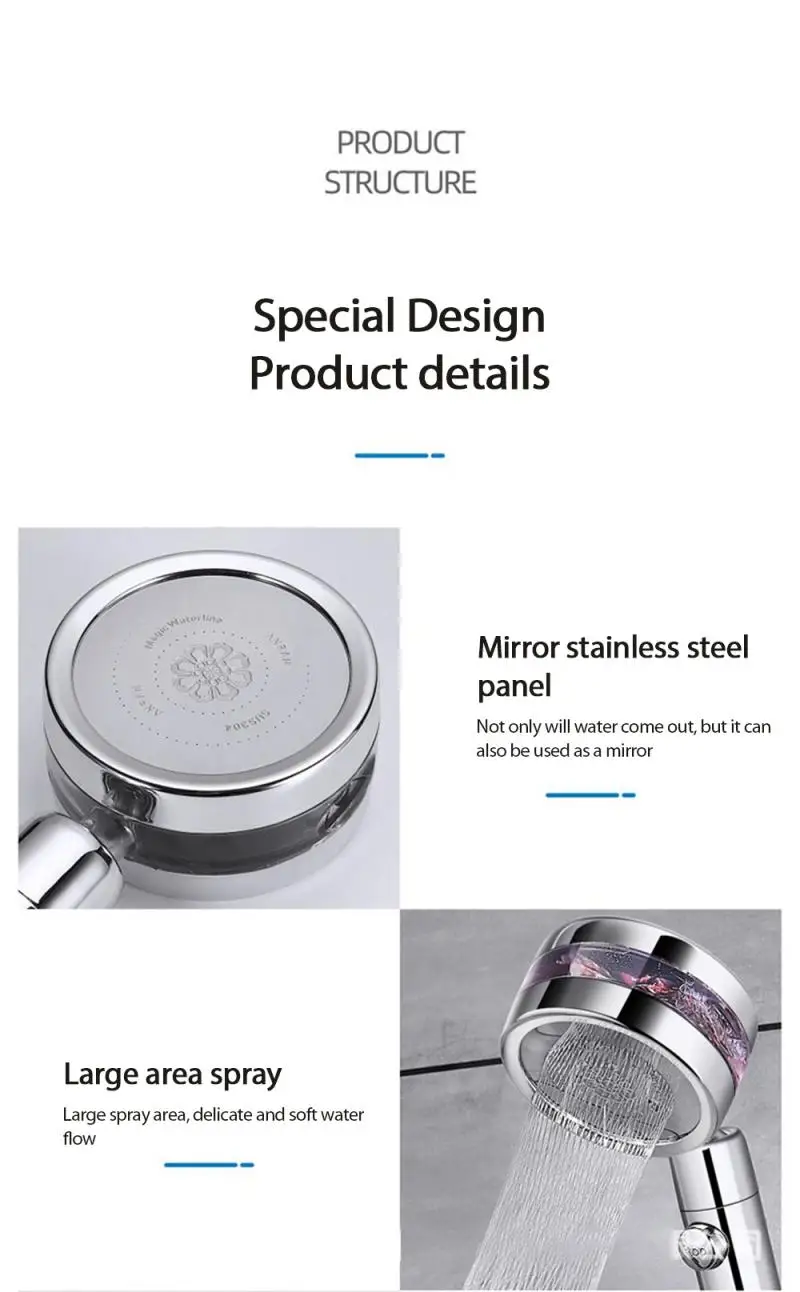 Adjustable Jetting Turbocharged Shower 8K Mirror Magic Small Waist Holes Head High Pressure Spray Nozzle Bathroom Fixture | Обустройство