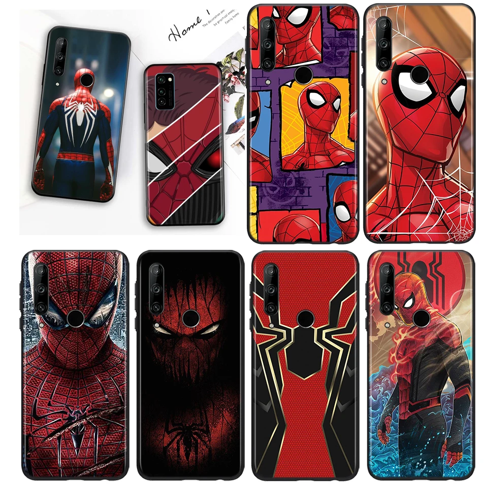 

Marvel Spider-Man For Honor 8S 8C 8X 8A 8 7S 7A 7C MAX Prime Pro 2020 2019 Anti-fall Silicone Black Phone Case