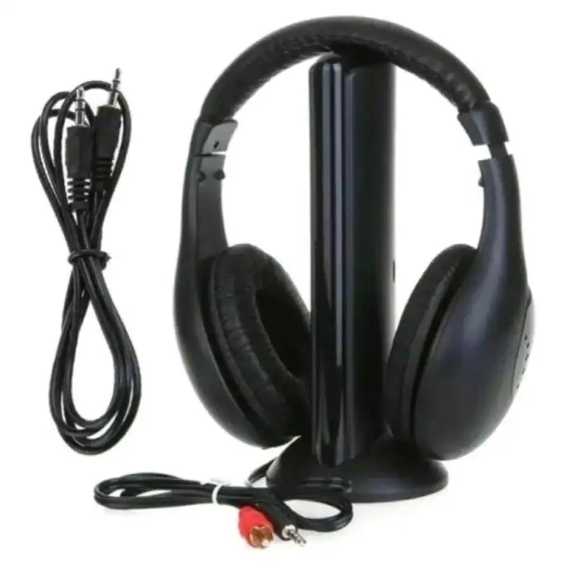 

5-in-1 Wireless Cordless RF Headphones Earphone Headset For PC TV Radio Chat UK