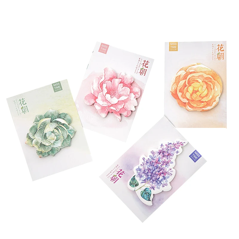 30 листов/партия милый каваи блокнот с цветами самоклеющиеся заметки офисные