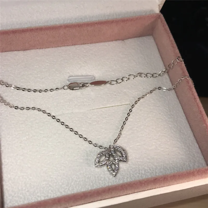 Женское ожерелье из серебра 925 пробы с подвеской в виде трех листьев | Украшения и