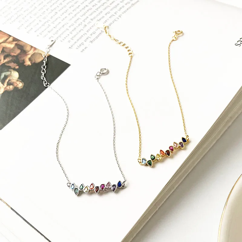 

Женский браслет из серебра S925 пробы, золотистый цвет, в форме капли, цвет ed циркон, европейский и американский стиль, модные ювелирные украше...