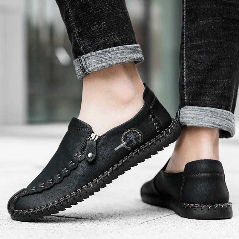 

Brand Handmade Men's Casual Shoes High Quality Leather Man Moccasins Lace Up Comfortable Male Driving Shoes Slip On Man Footwear