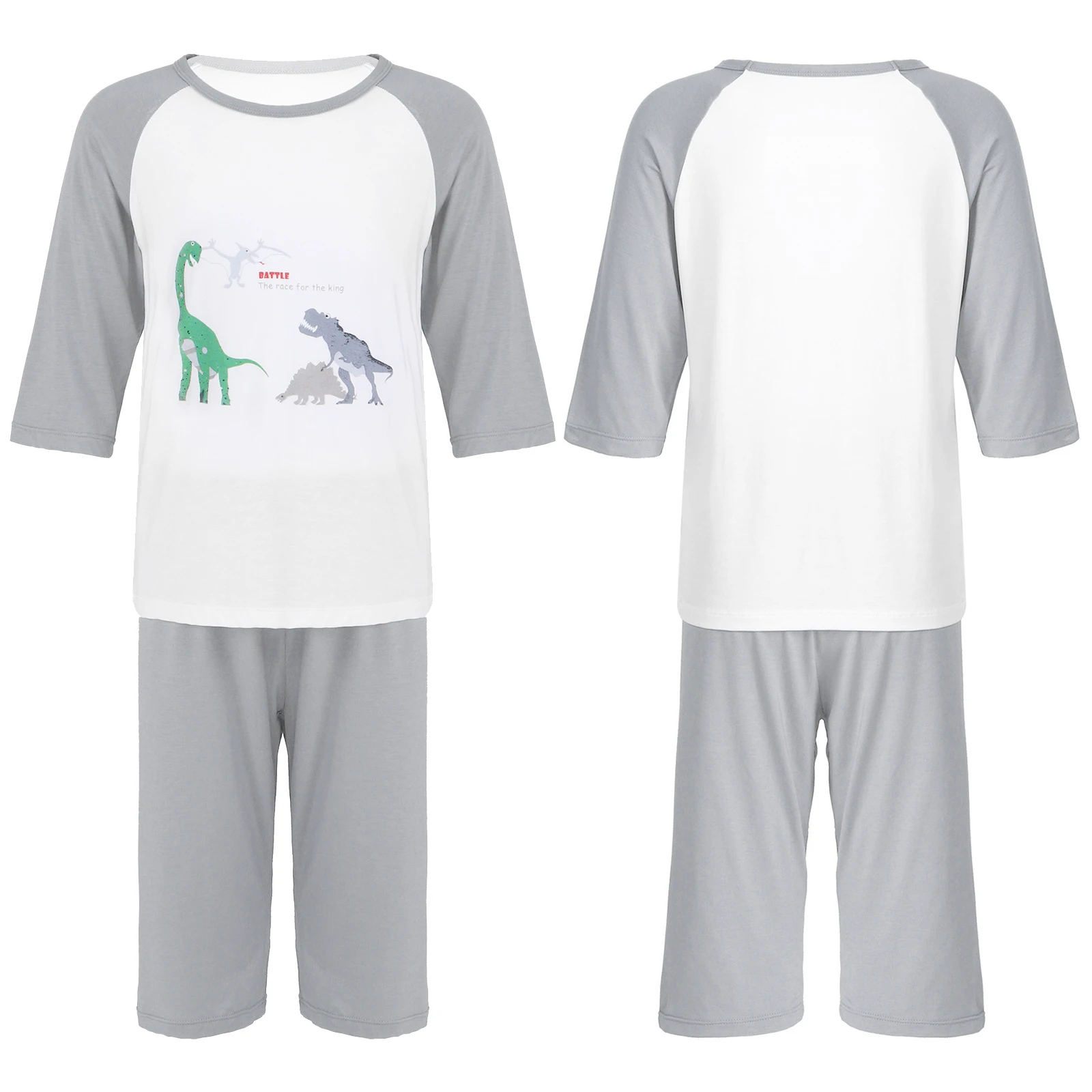 

Summer Boys Pajamas Set Kids Dinosaur Print Sleepwear T-shirt Tops Cropped Pants Boys Pyjamas Sets Children Casual Home Clothes