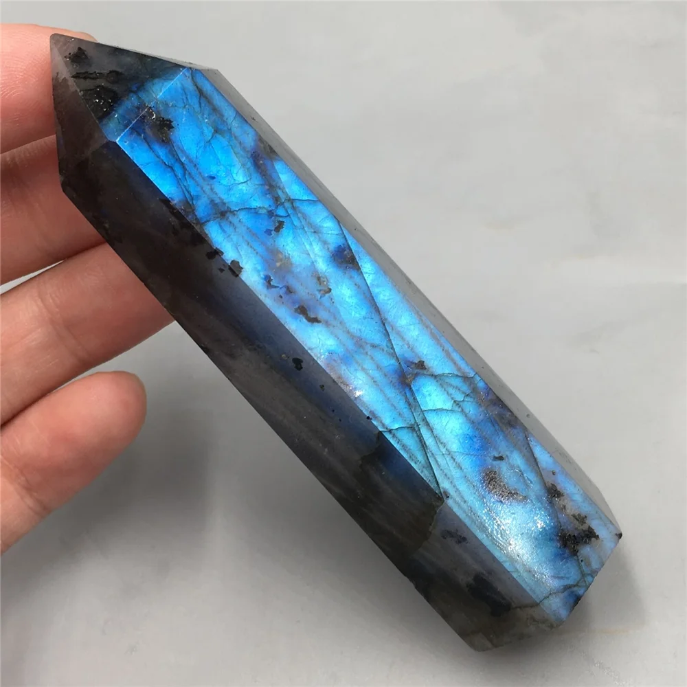 

Natural Labrador crystal quartz energy obelisk reiki healing room decoration gift 9-11cm