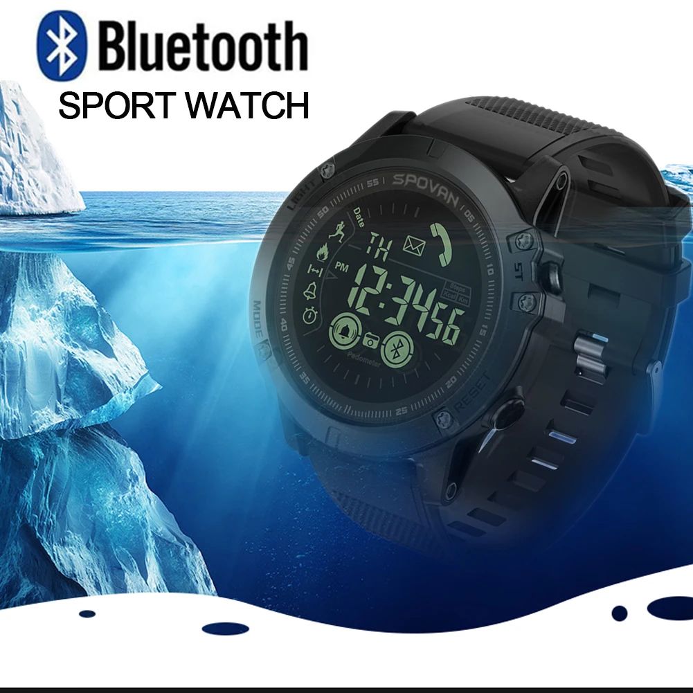 

Мужские часы SPOVAN с Bluetooth, модные спортивные часы, водонепроницаемые Многофункциональные цифровые часы для Relogio Feminino PR1