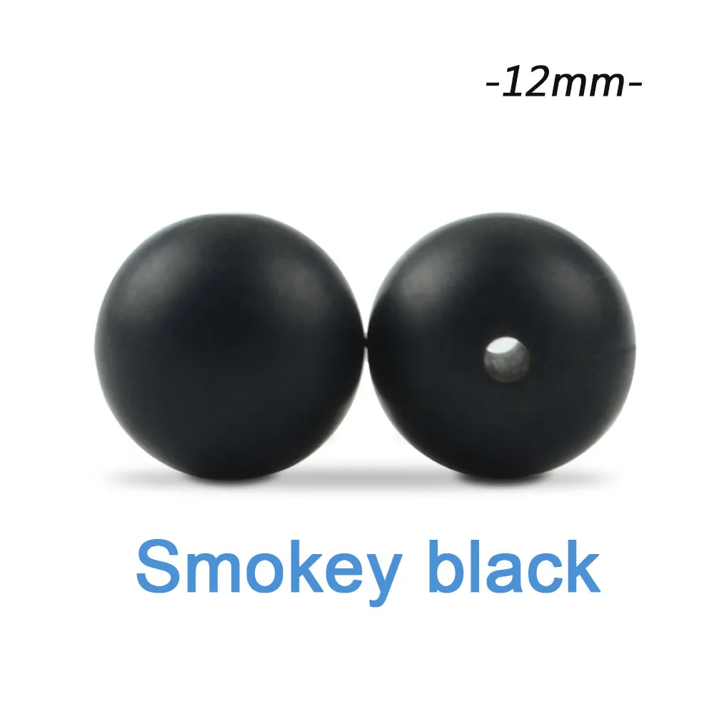 smokey black Силиконовые бусины LOFCA, 12 мм, 200 шт, детские силиконовые бусины для прорезывания зубов, Пищевая силиконовая детская соска, ожерелье, подвеска, изготовление продукта - Цвет: smokey black