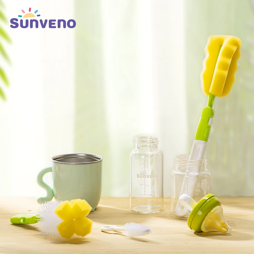 SUNVENO щетка для бутылок 5 шт./компл. губка для очистки чашки щетка набор сосок щетки для соски корзина для белья длинная ручка