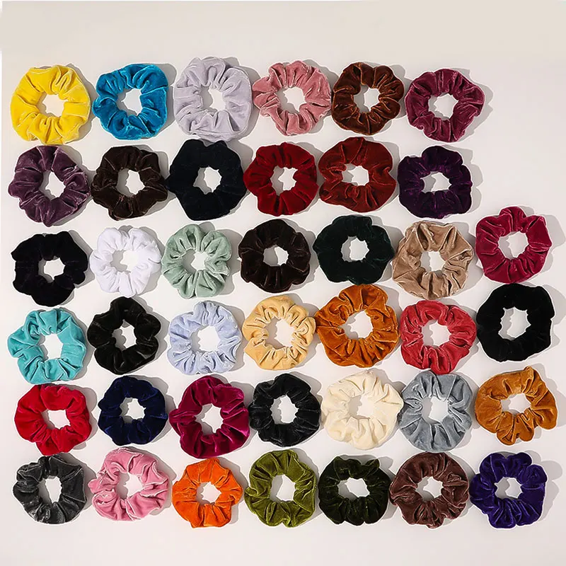 

33Colors Korea Velvet Hair Scrunchie Elastic Hair Bands Solid Color Women Girls Headwear Ponytail Holder Hair Accessories