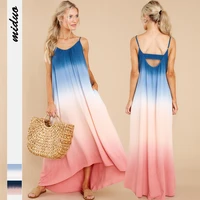 fashion new product tie dye digital printing female summer sexy suspender long skirt u shaped backless dresssexy u shaped halter