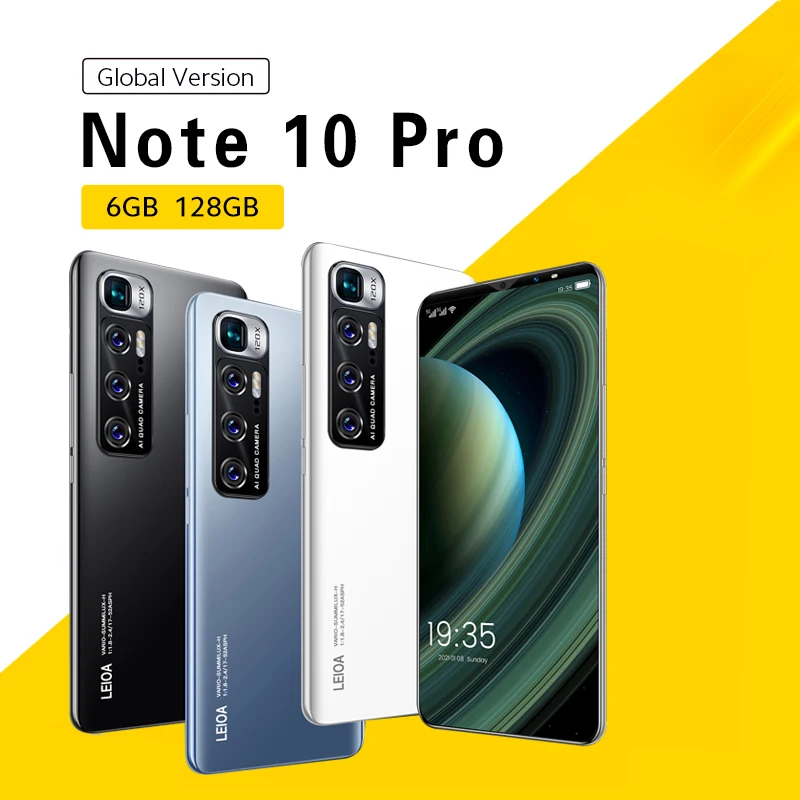 

Note 10 Pro Смартфон Android 10,0 мобильные телефоны 6 ГБ + 128 Гб телефон 6,1 дюйма 4G/телефон с двойной картой смартфон