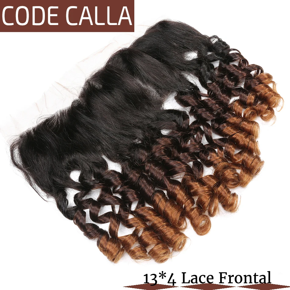 Код Calla Ombre Цвет подпрыгивающие пучки волнистых волос с 13*4 Кружева фронтальной свободной части бразильские необработанные девственные необработанные человеческие волосы