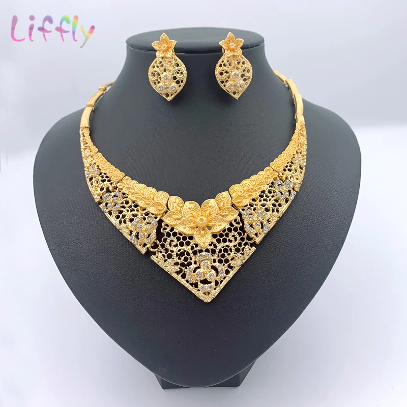 Роскошный набор золотого ожерелья для женщин Дубай золотые Ювелирные наборы