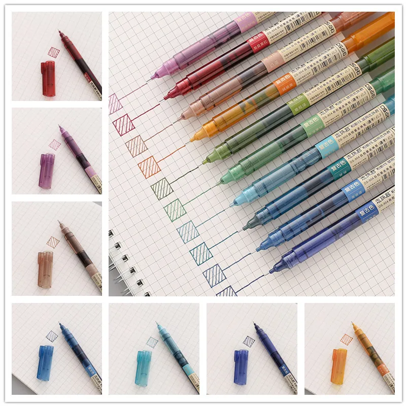 

10PCS/Lot Greative Color Journal Gel Pen 0.5MM Ink Pen Set Marker Writing Drawing School Student Handle Stationery Supplies Gift