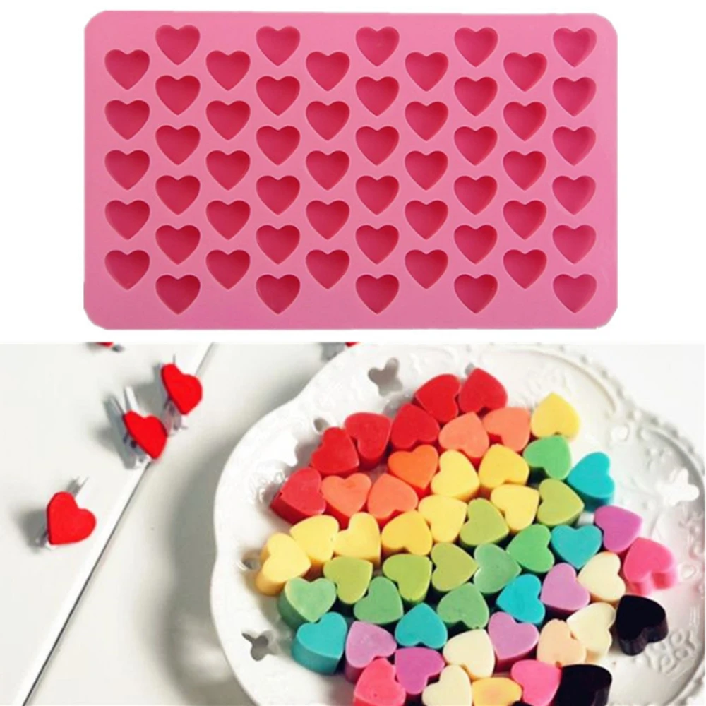 

55 Holes Love Heart Shaped Non-stick Silicone Chocolate Fondant Cake Mold Jelly Ice Cube Tray Mould Kitchen Gadgets Baking Tools