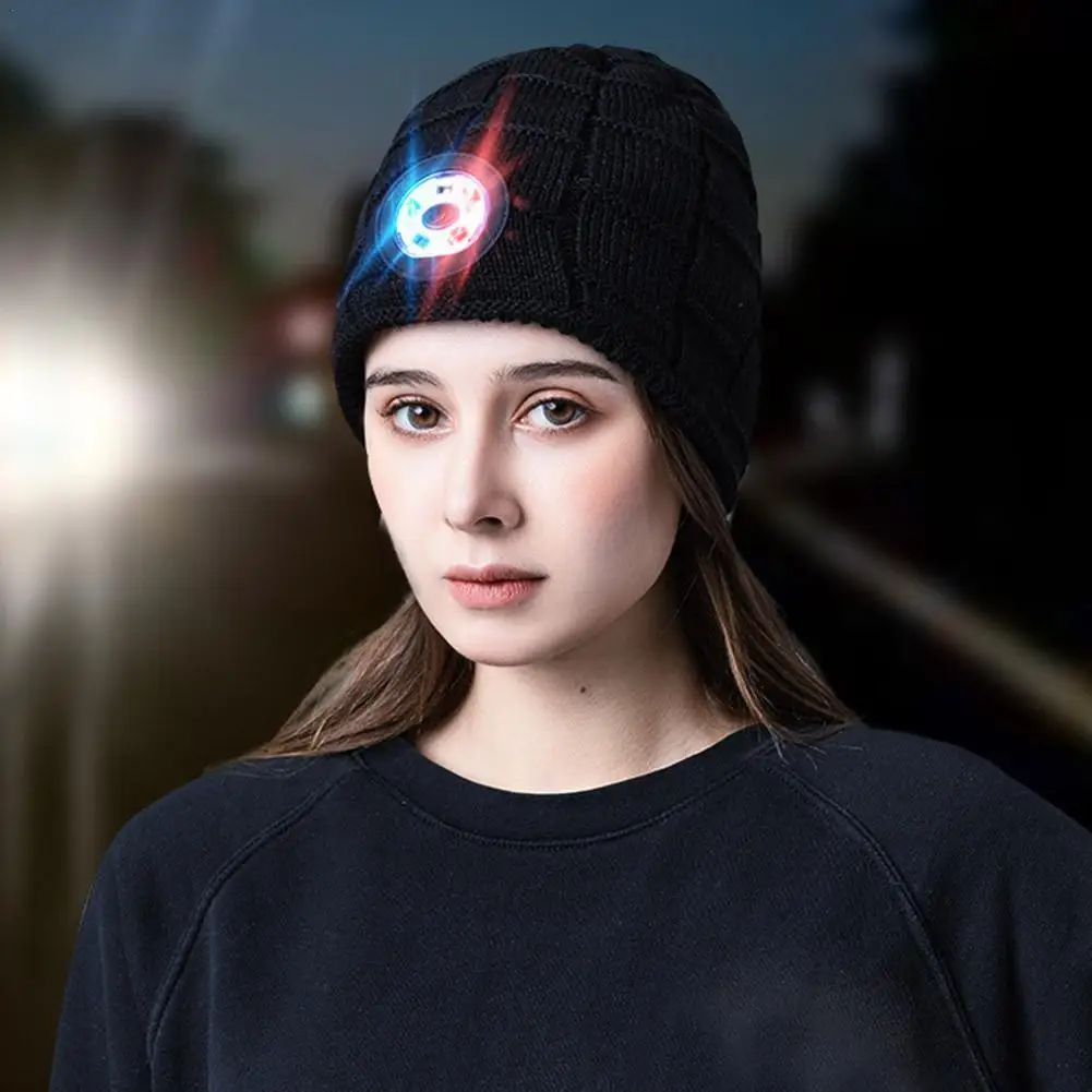 

1pcs Unisex Light Up LED Flashlight Beanie Warm Hat With3-speed Led Lamp Kids Adult 2021 Winter Outdoor Fishing Camping Warm Hat