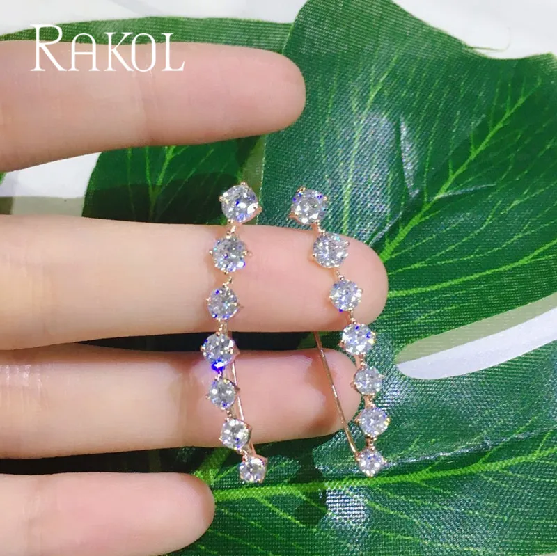 Персонализированные Прозрачные Серьги RAKOL с кубическим цирконием в стиле панк