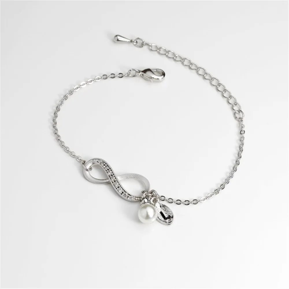 Алфавит Кристалл Бесконечность ЛЮБОВЬ жемчуг фотоэлемент &amp Браслеты лист