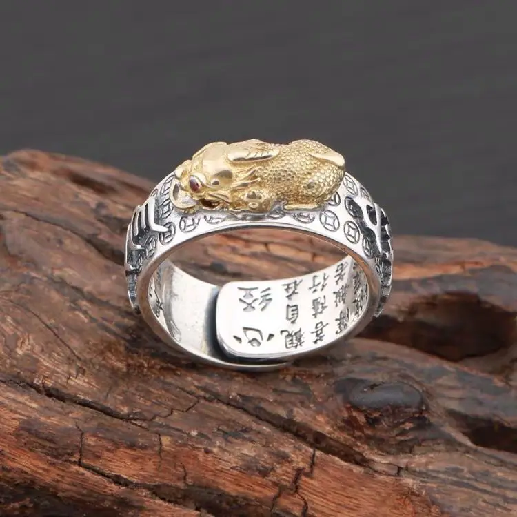 Золотое Открытое кольцо PI xiu с резьбой мужские Модные аксессуары|Кольца| |