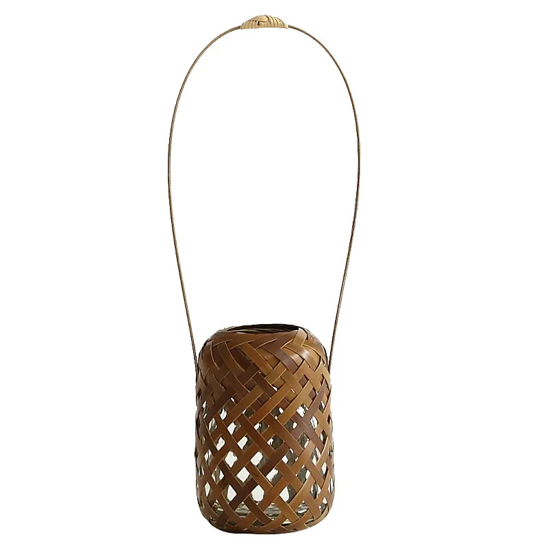 

Chinese Style Handmade Bamboo Flower Arrangement Glass Flower Basket Test Tea Artist Vase Kung Fu Tea Ceremony Utensils Vases