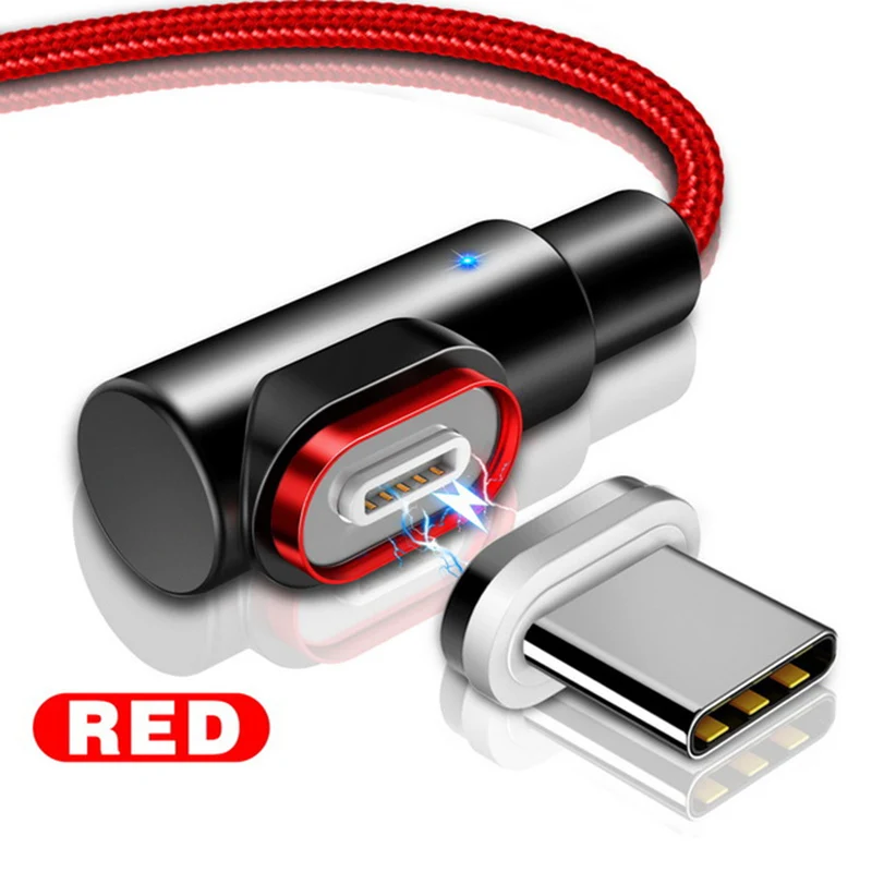 Red Магнитный кабель 3A Micro usb type-C для iPhone X XS XR 7, быстрая зарядка, USB-C, магнитное зарядное устройство для телефона, кабели для samsung Xiaomi - Тип штекера: Red