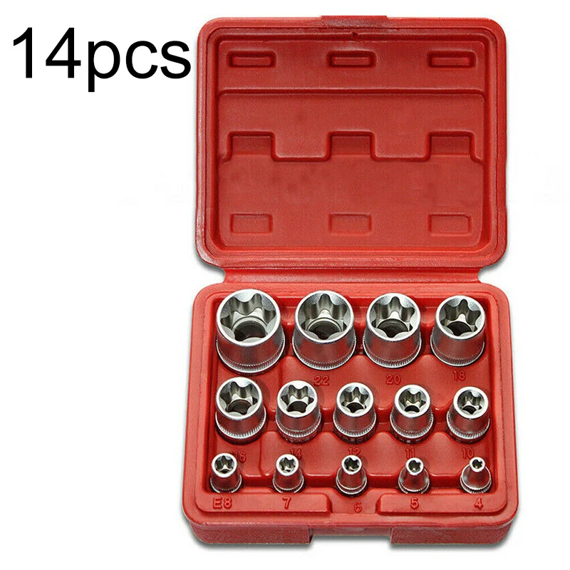 

3/8" 1/4" 1/2" Hex Shank Bit E4-E24 Socket Sleeve Adapter&Reducer Nut Driver 14x