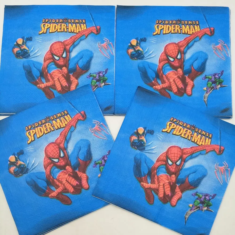 20 шт. милые вечерние бумажные салфетки с рисунком Человека паука для украшения