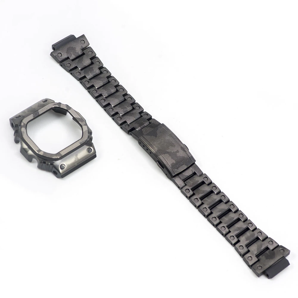 316Camouflage Set Черный камуфляж 316L нержавеющая сталь DW5600 GW-M5610 ремешок для часов ободок/Чехол - Цвет ремешка: 316Camouflage Set
