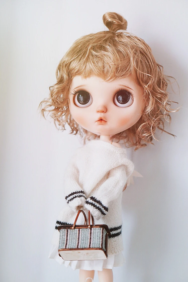 Bybrana короткие волнистые челки 1/3 1/4 BJD парики 9-10 дюймов Большая голова кукла Съемная имитация мохера для кукол