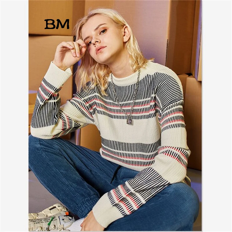 winter clothes fashions long sweater women korean style pullovers fall 2019 streetwear harujuku striated casual clothing | Женская