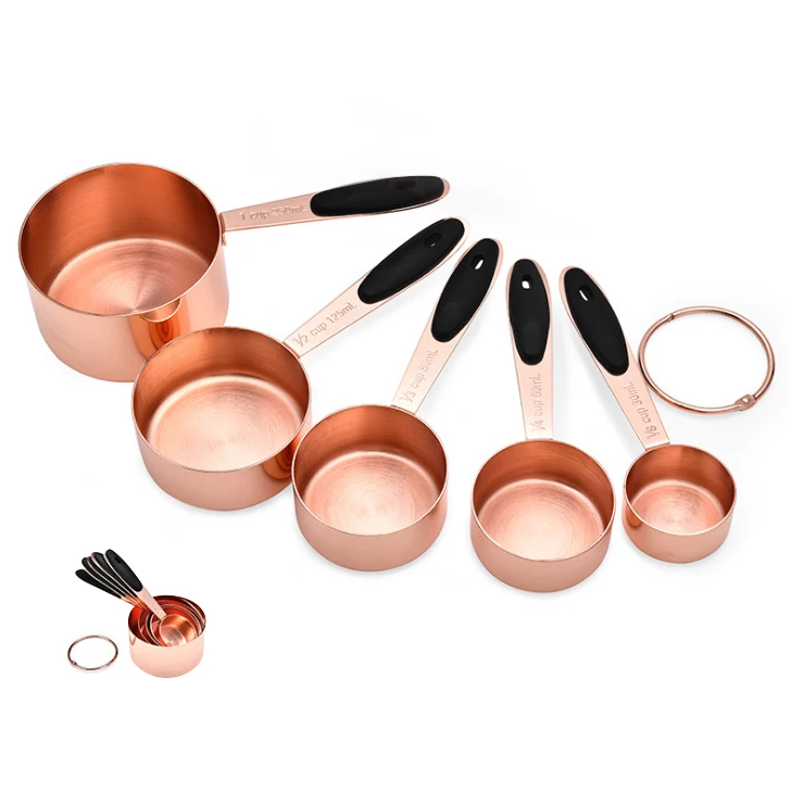 

Набор мерных стаканчиков из нержавеющей стали, 5 шт., измерительная ложка, кухонные весы цвета розового золота, инструменты для выпечки