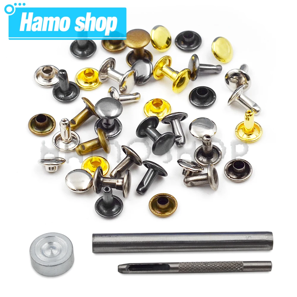

50Sets 8x8mm Metal Double Cap Rivets Stud Round Nail Rivet For Leathercraft Accessories Repair Shoes Bag Belt Clothing Garment