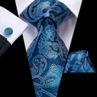 Hi-Tie мужской галстук класса люкс темно-синий Цветочный Шелковый Свадебный галстук для мужчин Hanky запонки набор деловые вечерние новый дизайн Прямая поставка