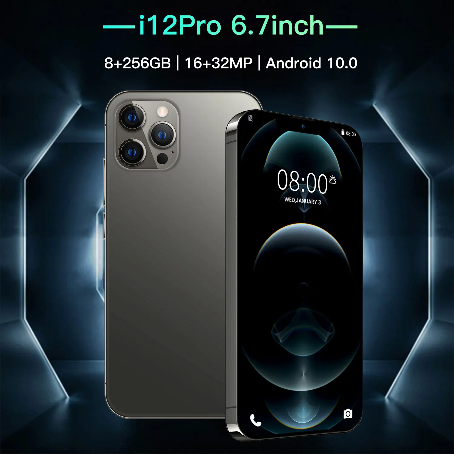 

Global Version 12Pro Smartphones Andriod10.0 6800mAh Dual SIM 6.7Inch 12GB RAM 512GB ROM 16+32MP 4G LTE 5G MTK6889 Cell Phone