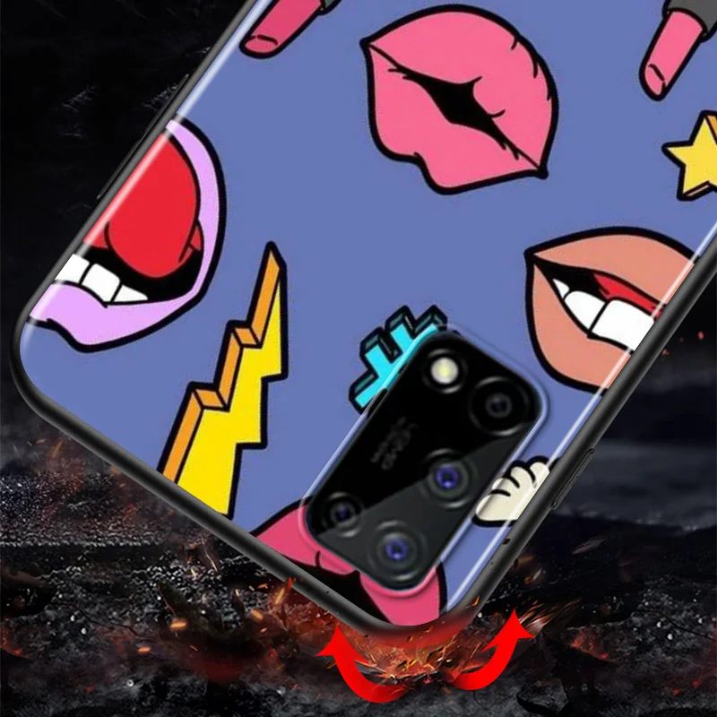 

Pink Girl Sexy Lips For Huawei Honor V30 30S 30i 30 20E 20i 20S 20 Lite Pro Plus Black Phone Case