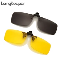 longkeeper square clip on sunglasses men polarized photochromic sun glasses yellow lens car night driving eyewear accessories