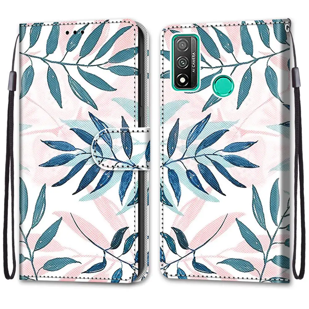 painted leather flip case for huawei honor 9 10 20 lite 20s p smart plus 2019 2020 2021 cute wallet card holder stand book cover free global shipping