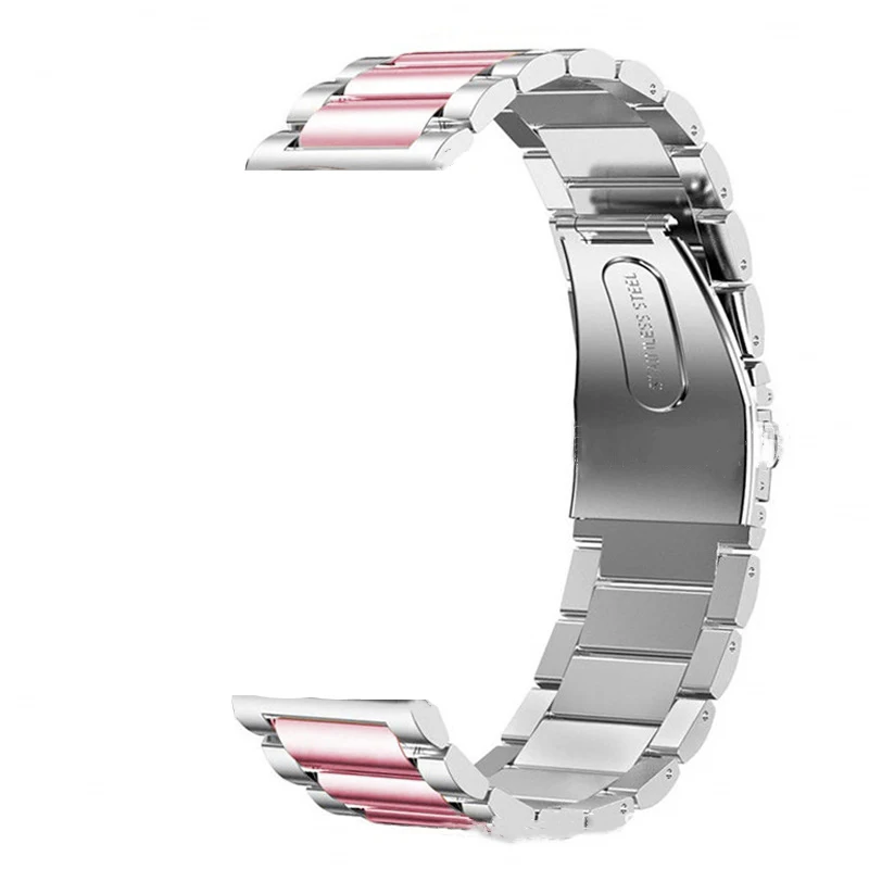 silver pink Металлический браслет для Huami Amazfit ремешок Bip ремешок для часов amazfit Stratos 2 Pace GTR 47 мм 42 мм ремешок для часов из нержавеющей стали - Цвет: silver pink