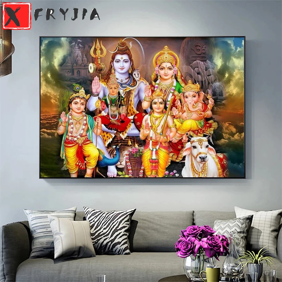 

Diamond Embroidery Indian God Shiva Statue Religious Art Diamond Painting Full Square round drill Mosaic Cross Stitch Wall Art