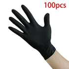 Одноразовые нитрильные перчатки 100 шт., без присыпки, для использования в стиле Хо, для уборки, латексные тату перчатки, черные
