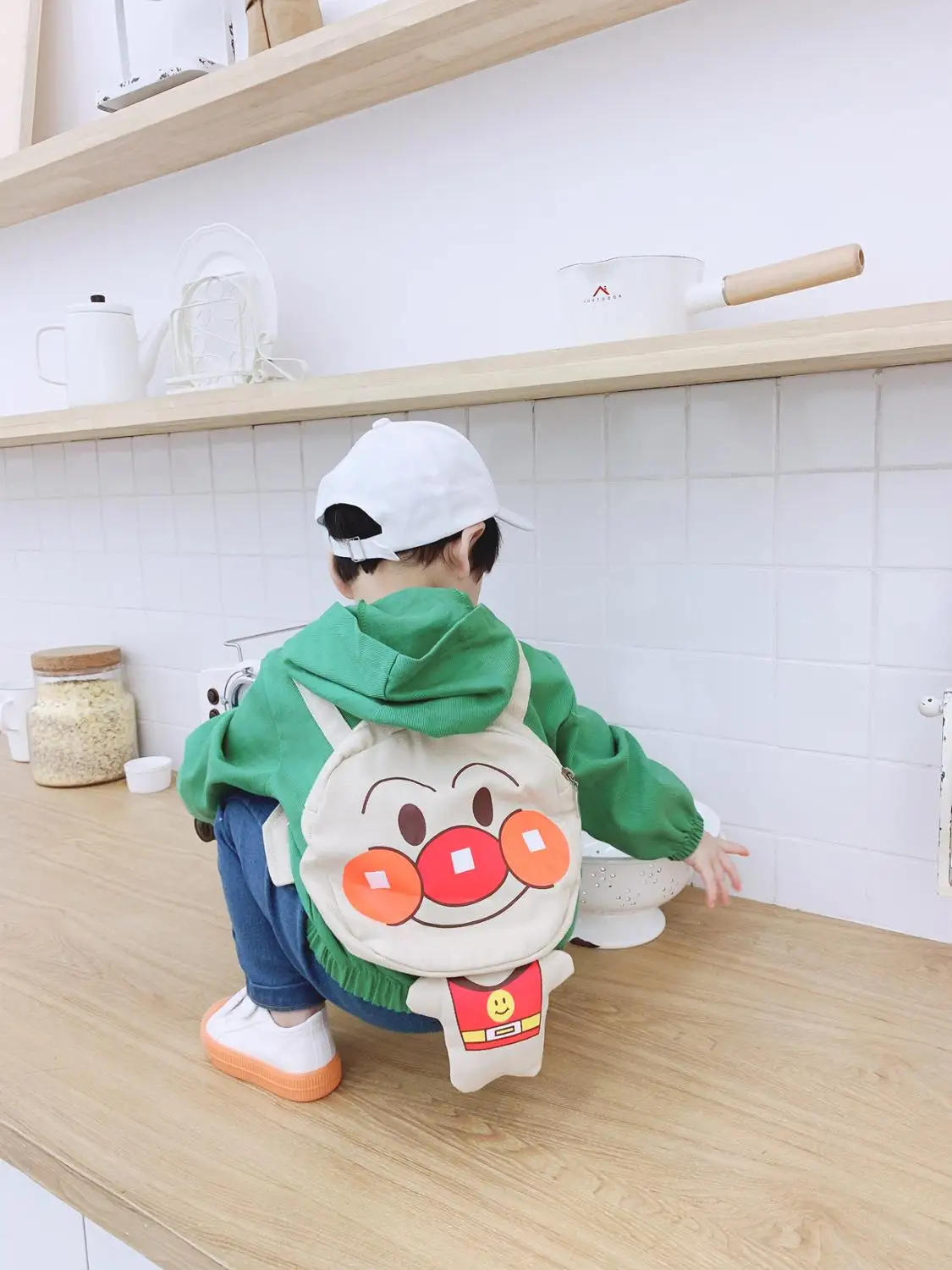 Детский новый осенний милый комплект Anpanman с длинным рукавом и брюками капюшоном
